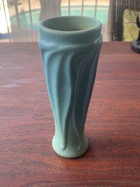 Art Nouveau Van Briggle Blue Matte Swirl Vase - Early Period Rare